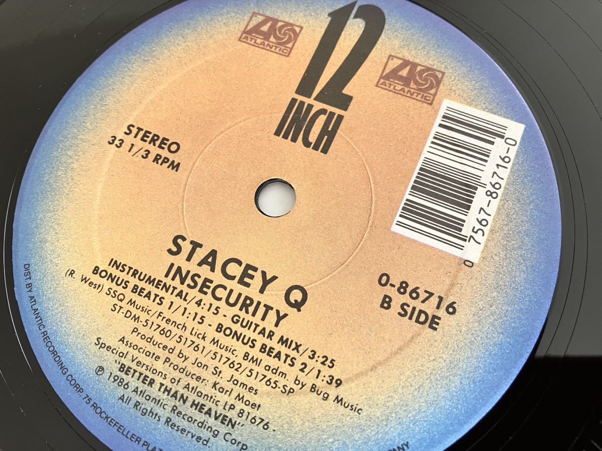STACEY Q / INSECURITY (USA Dance Mix,Inst,Guitar Mix,Bonus Beats1,2)12inch ATLANTIC US 0-86716 86年盤,ステーシーQ,Hi-NRG,_画像6