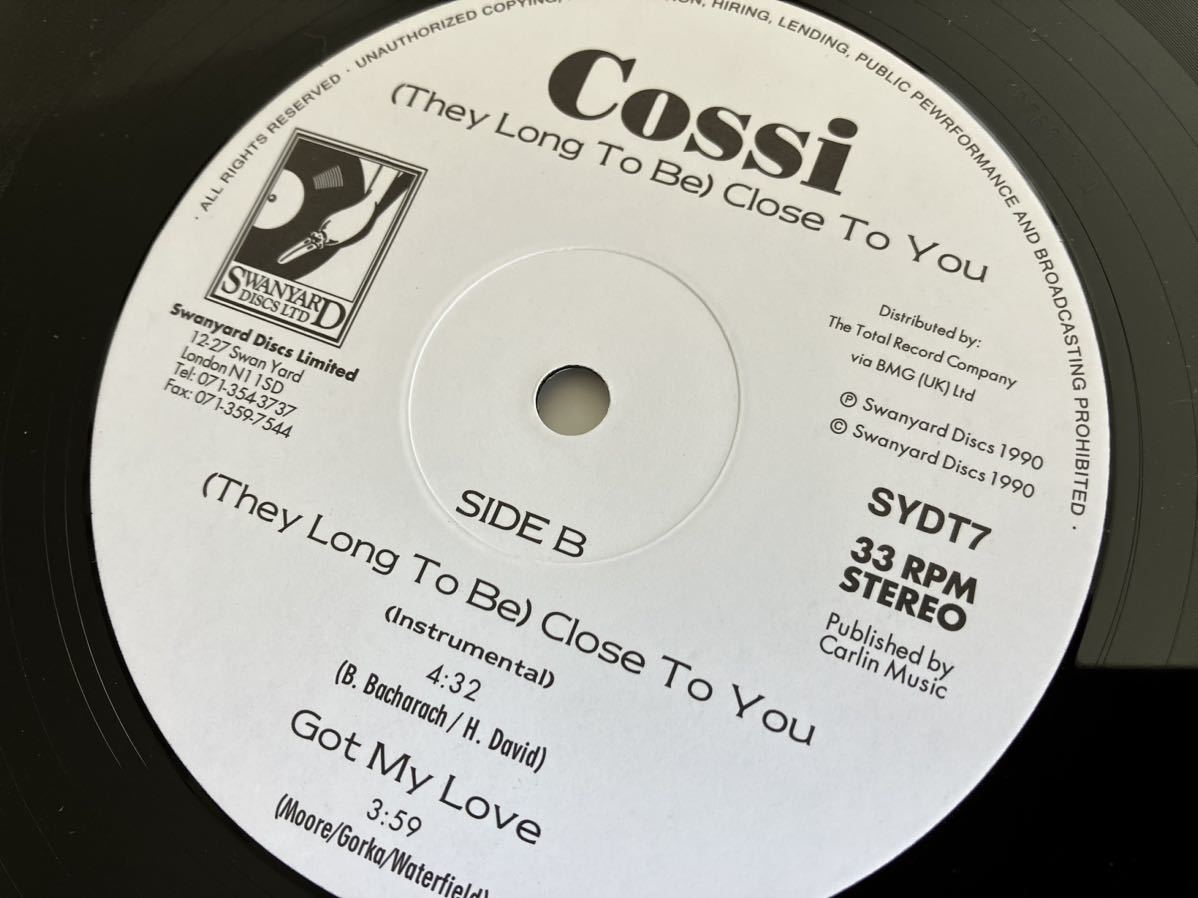 【UK Ori/CARPENTERS名曲】Cossi / (They Long To Be)Close To You (Extended,Club Mix,Inst)4Track 12inch SWANYARD DISC SYDT7 90年盤の画像6