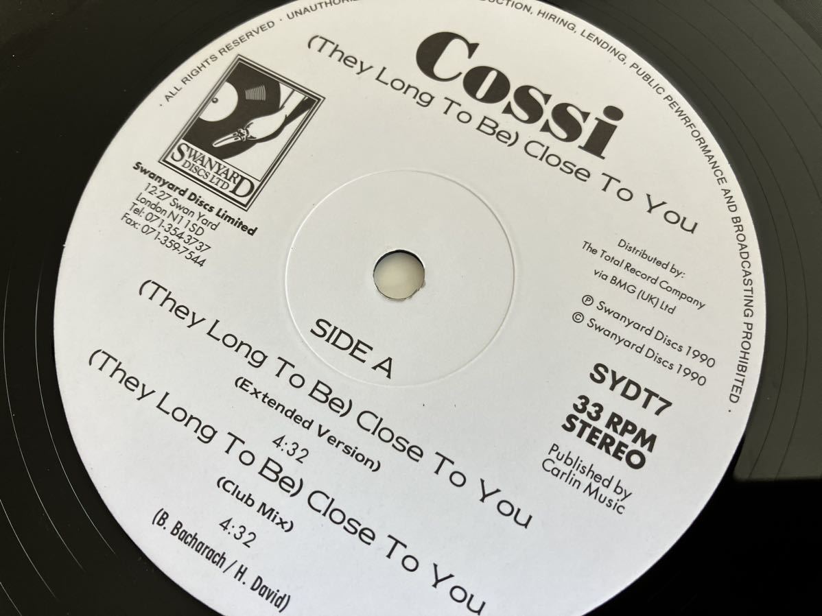 【UK Ori/CARPENTERS名曲】Cossi / (They Long To Be)Close To You (Extended,Club Mix,Inst)4Track 12inch SWANYARD DISC SYDT7 90年盤の画像5