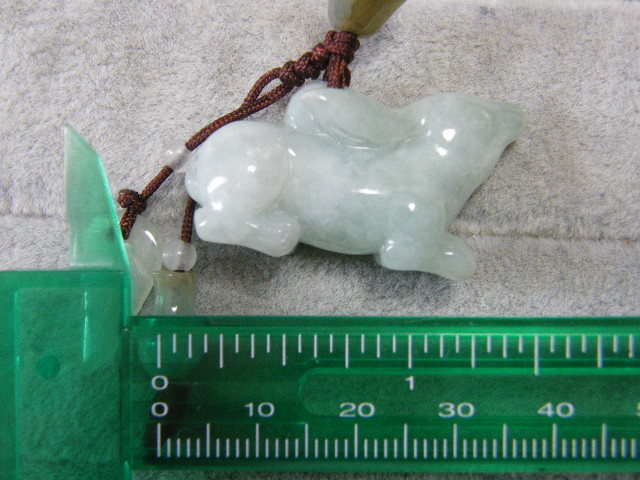 8254. natural Myanma production jade .. sphere rabbit .. strap 
