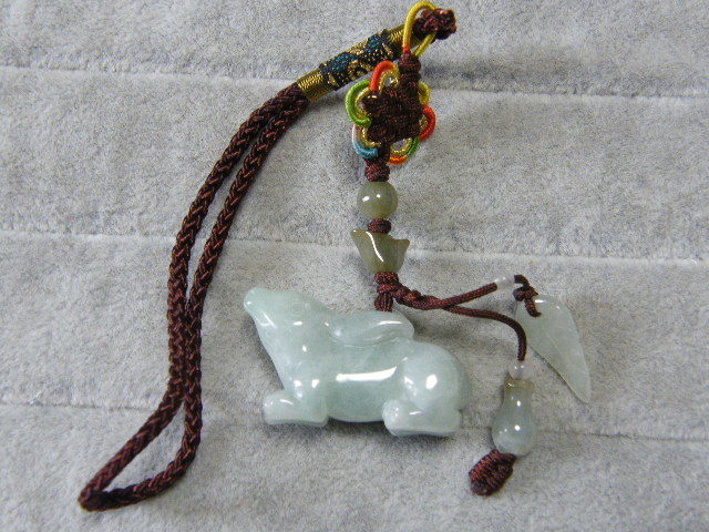 8254. natural Myanma production jade .. sphere rabbit .. strap 