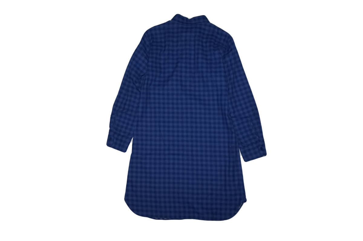  beautiful goods. Agnes B silver chewing gum check blue shirt One-piece 36 2 point and more successful bid free shipping!