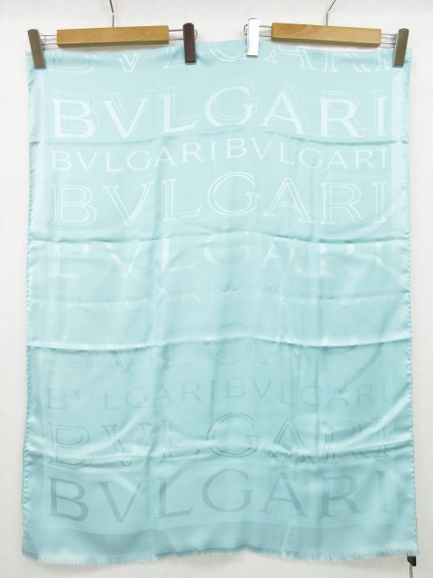 未使用 【ブルガリ BVLGARI】 ブランドロゴ柄 シルク×ウール ロング