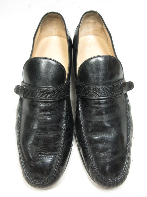 HH【TANINO CRISCI タニノクリスチー】 ベルト付き ローファー スリッポン 紳士靴 (メンズ) size4.5 ブラック ◎18MZA3157◎_画像2