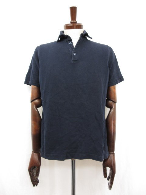 HH[kru Cheer -niCruciani] deer. . polo-shirt with short sleeves Italy made ( men's ) size46 navy *5MT4582*