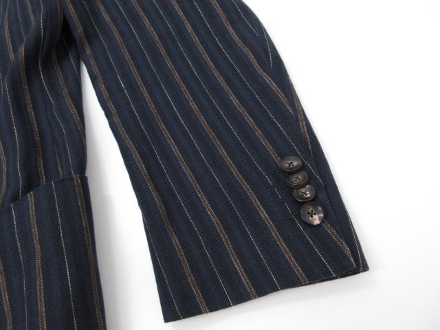 超美品【ラルディーニ LARDINI】EI534AQ リネン混 2ボタン ストライプ
