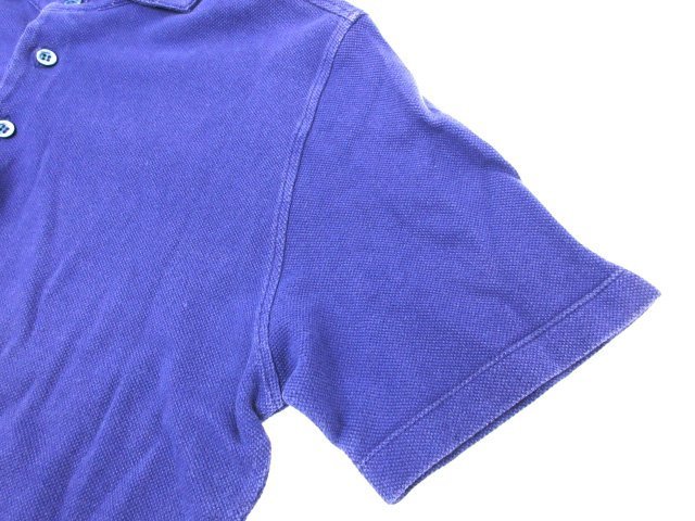 HH 【クルチアーニ Cruciani】 鹿の子 半袖 ポロシャツ イタリア製 (メンズ) size46 青みのあるネイビー ◎5MT4578◎の画像8