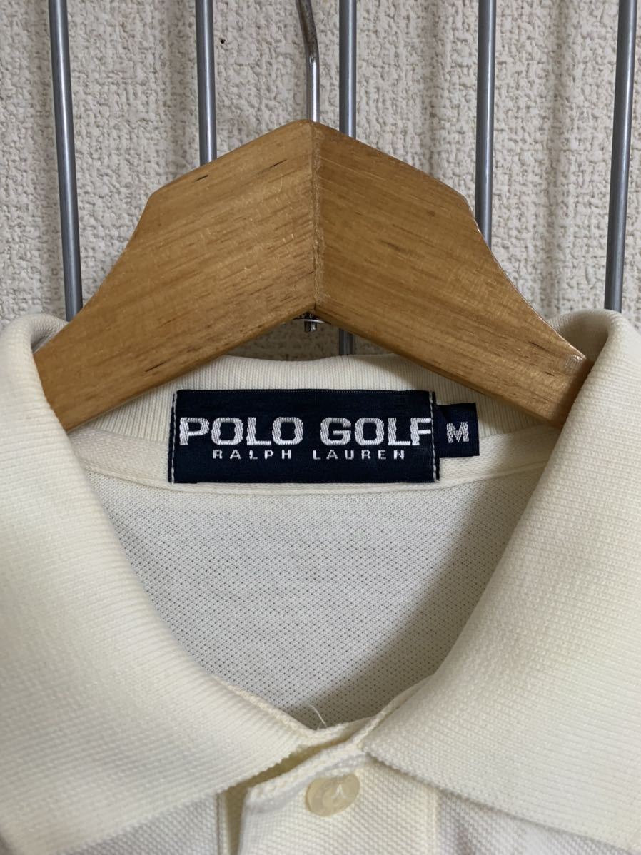 ［POLO GOLF RALPH LAUREN ］ポロゴルフ　ラルフローレン 半袖ポロシャツ　白系　Mサイズ Y990_画像2
