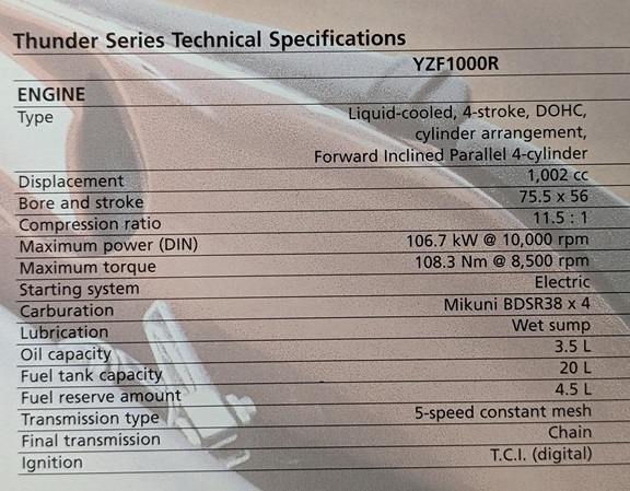 YZF1000R / YZF600R Thunder series 車体カタログ 海外版 YZF1000R / YZF600R サンダーシリーズ 古本・即決・送料無料 管理№ 5731Lの画像9