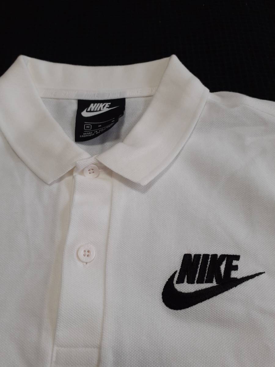NIKE ナイキ ポロシャツ size M ホワイト ロゴ刺繍 909747－100_画像3