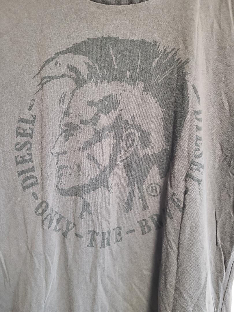 ディーゼル DIESEL Tシャツ 半袖 カットソー ロゴ プリント グレー S