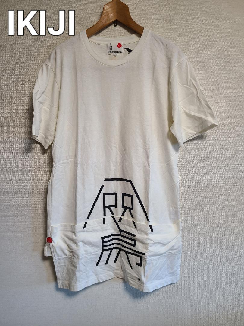 イキジ IKIJI Tシャツ カットソー ロング 半袖 ホワイト デザイン