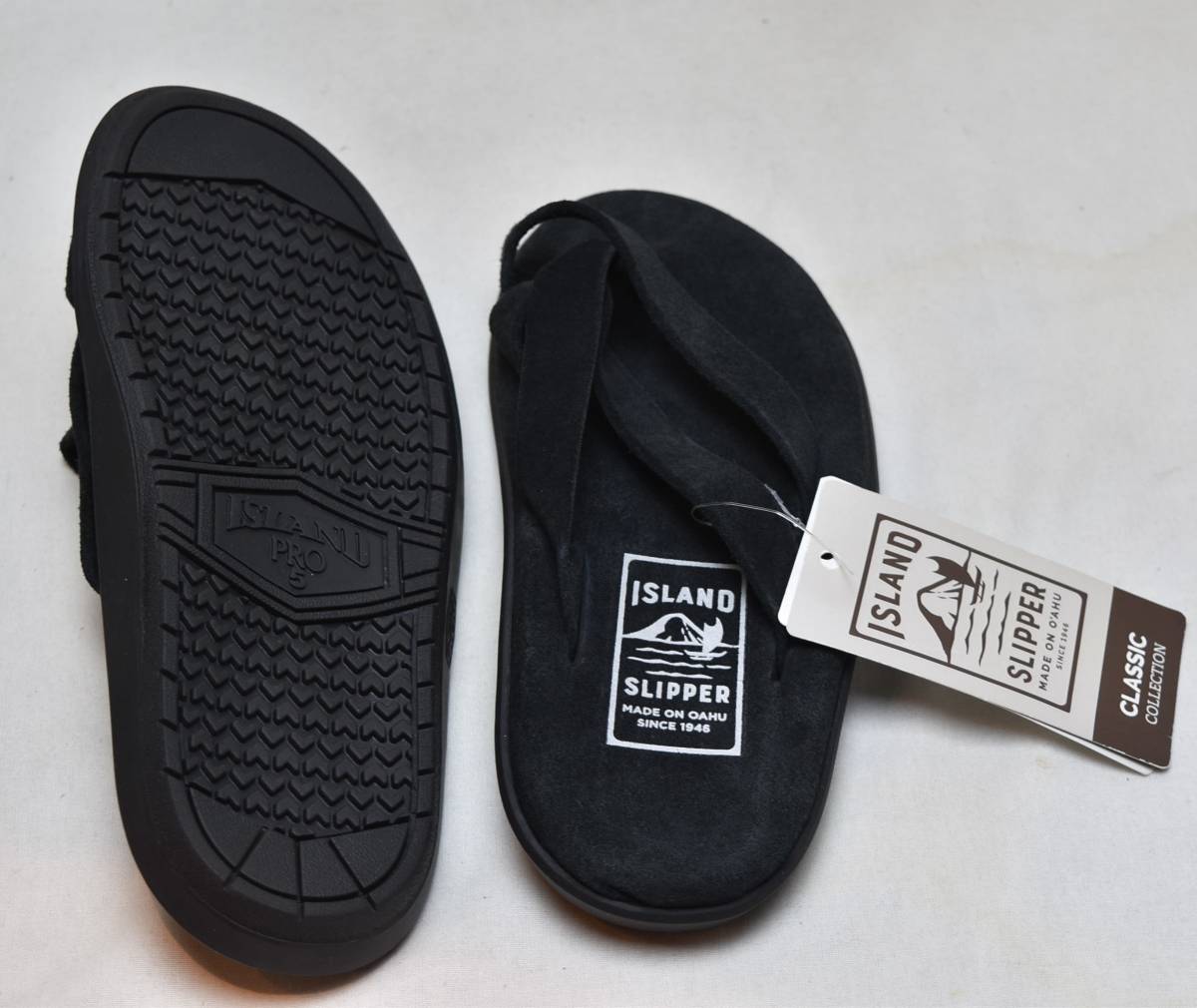 Island Slipper アイランドスリッパ　レディース　クロスストラップサンダル　黒スエード　US5　23cm相当　Made in Hawaii 未使用品