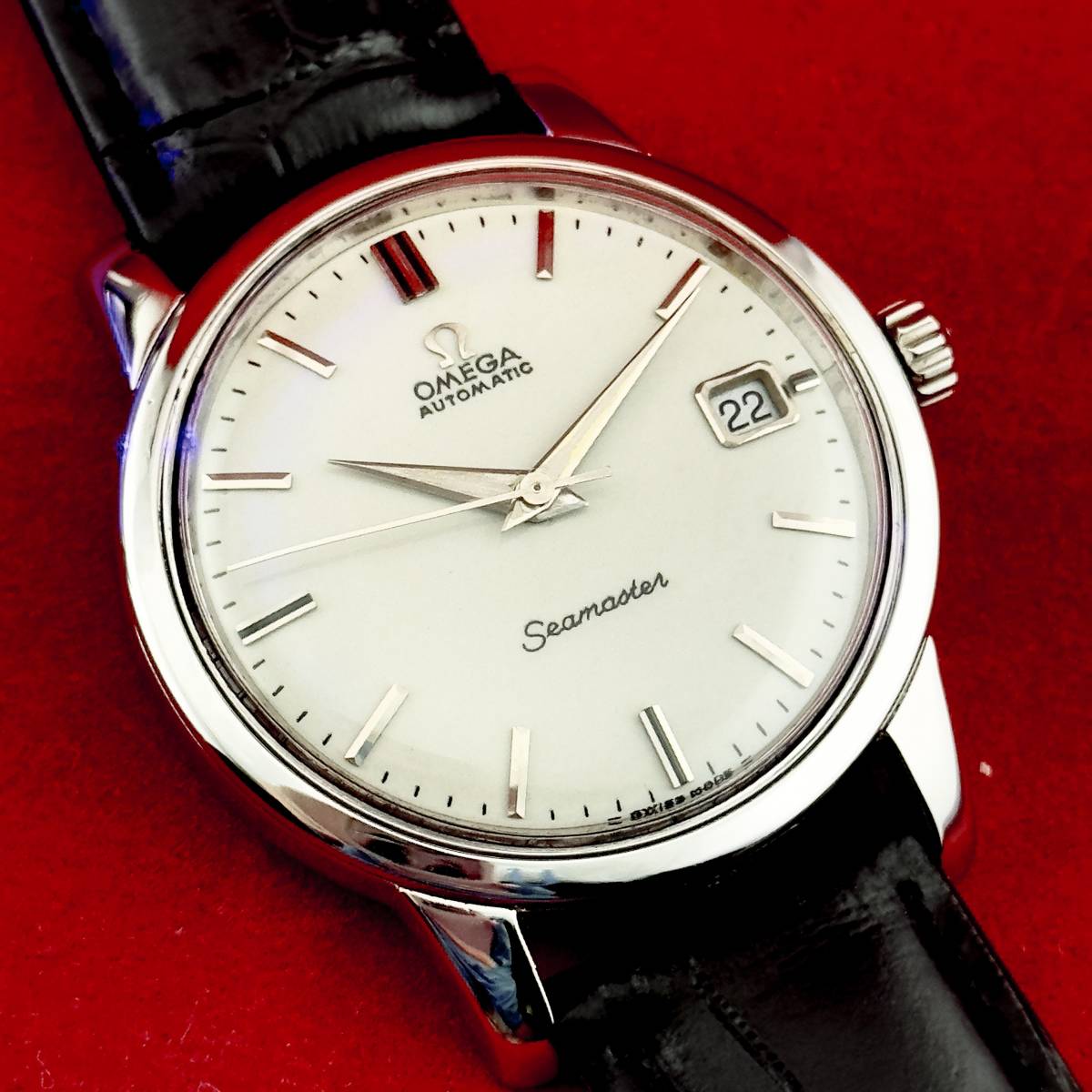 送料無料！ OH済 オメガ シーマスター 1967年 cal.565 OMEGA SEAMASTER 自動巻き アンティーク 昭和レトロ_中央にΩの透かしあり