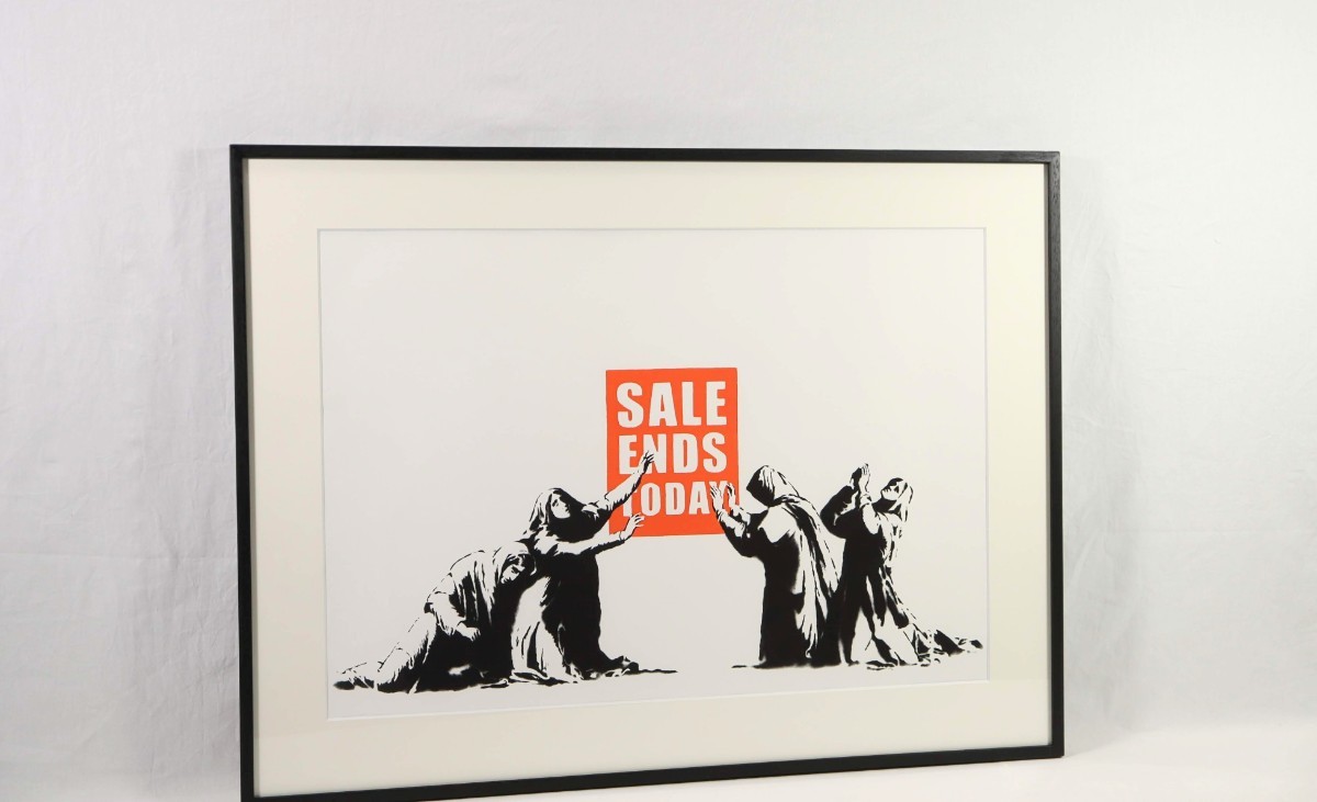 真作 バンクシー 英国WCP社版シルクスクリーン「SALE ENDS」画寸 69cm×48cm POWのエンディングを飾る 消費主義を象徴的に表現 Banksy 7546_画像8