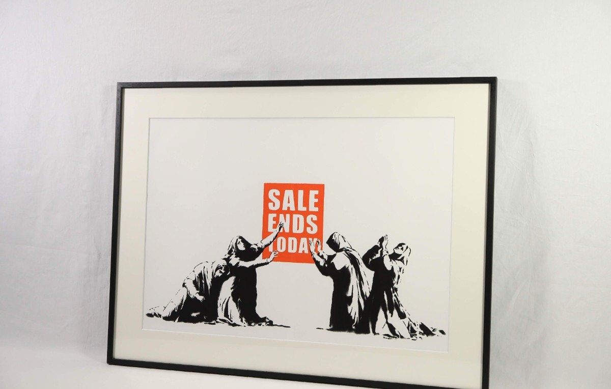 真作 バンクシー 英国WCP社版シルクスクリーン「SALE ENDS」画寸 69cm×48cm POWのエンディングを飾る 消費主義を象徴的に表現 Banksy 7546_画像9