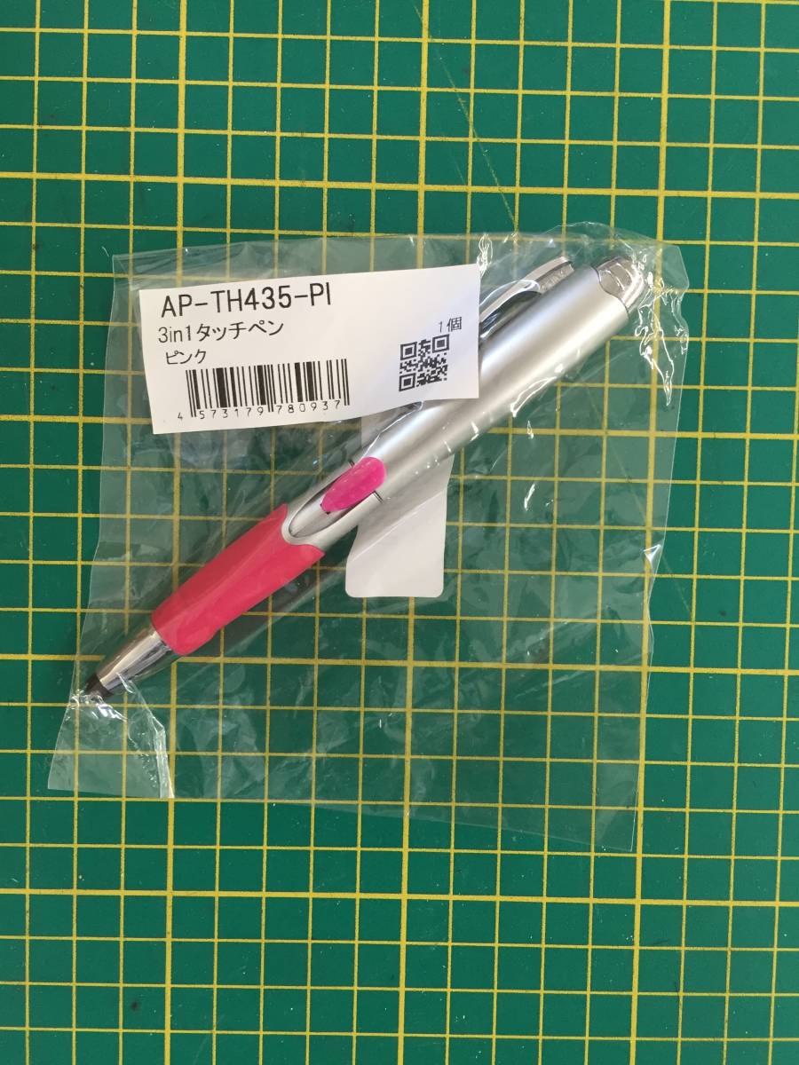 【処分品】3in1タッチペン LEDライト/ボールペン/タッチペン 便利アイテム ピンク TH435_画像1