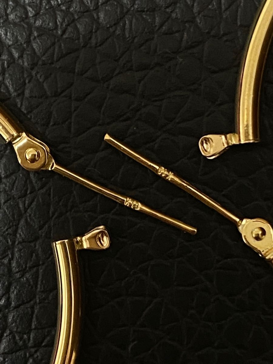 K18イエローゴールドフープイピアス2mmx40mm-