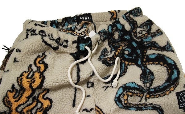 GRIMEY / GRMY (グライミー) フリースパンツ LOST BOYS ALL OVER JACQUARD SHERPA PANTS CREAM クリーム (L)_画像3