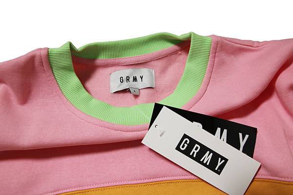 GRIMEY / GRMY (グライミー) トレーナー Jungle Punch Bicolor Crewneck Pink Spring 22 ピンク×オレンジ×ライム×グレー (XL)_画像7