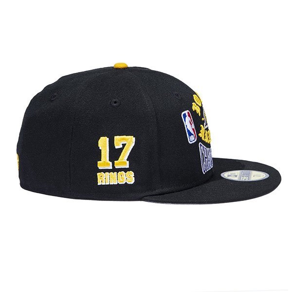 BornxRaised (ボーンアンドレイズド) キャップ 帽子 BORN X RAISED + LAKERS 17 RINGS CHAMPIONSHIP FITTED HAT BLACK 7-1/4（57.7cm）_画像4