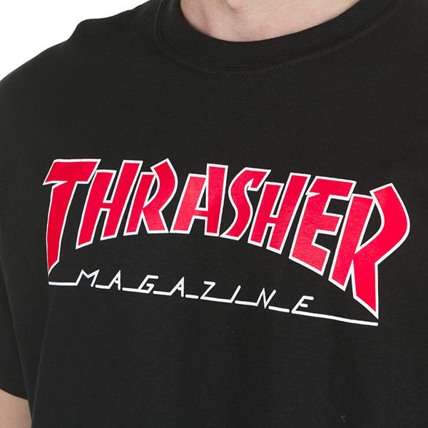 Thrasher (スラッシャー) US Tシャツ Outlined T-Shirt Black×Red ブラック×レッド(L) スケボー SKATE SK8 スケートボード_画像2