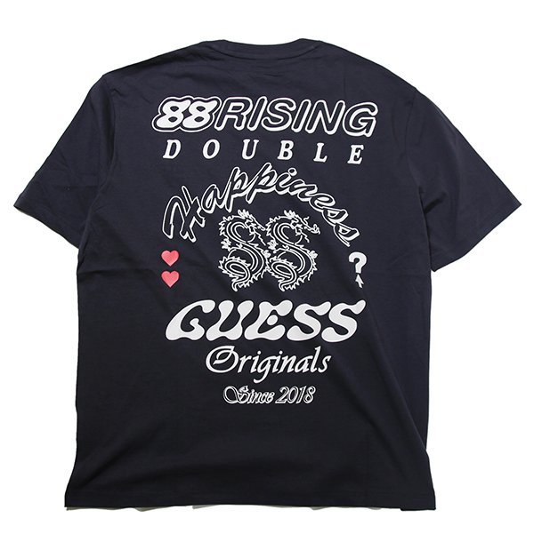 GUESS × 88RISING (ゲス) Tシャツ MEN'S DOUBLE HAPPINESS TEE DARK GREY ネイビー (XL)