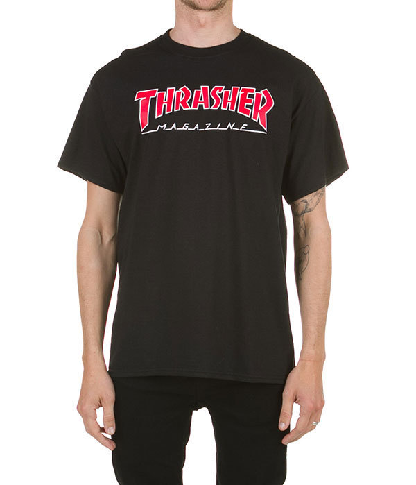 Thrasher (スラッシャー) US Tシャツ Outlined T-Shirt Black×Red ブラック×レッド(L) スケボー SKATE SK8 スケートボード_画像1