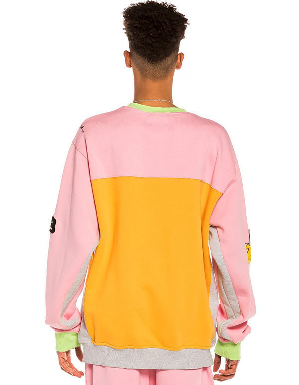 GRIMEY / GRMY (グライミー) トレーナー Jungle Punch Bicolor Crewneck Pink Spring 22 ピンク×オレンジ×ライム×グレー (XL)_画像2