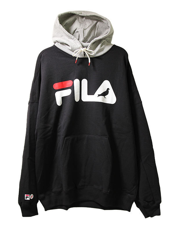 現金特価】 HERITAGE FILA × (L) ブラック×グレー Black/Grey HOODIE
