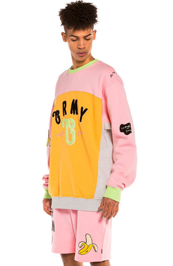 GRIMEY / GRMY (グライミー) トレーナー Jungle Punch Bicolor Crewneck Pink Spring 22 ピンク×オレンジ×ライム×グレー (XL)_画像4