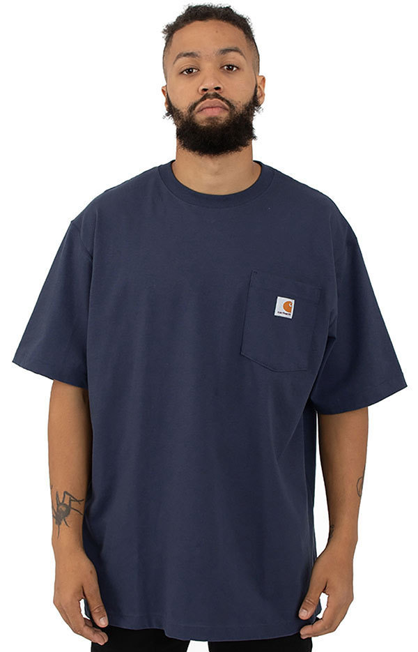 CARHARTT (カーハート) US Tシャツ (K87) Workwear Pocket T-Shirt Navy ネイビー (M) ポケット付き 無地_画像1