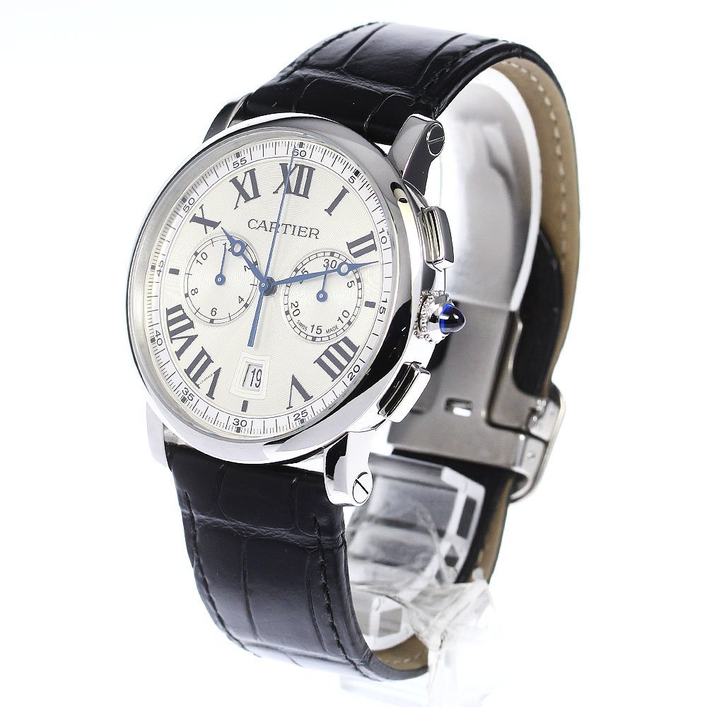  Cartier CARTIER WSRO0002ro ton dodu Cartier Chrono Date self-winding watch men's written guarantee attaching ._748139