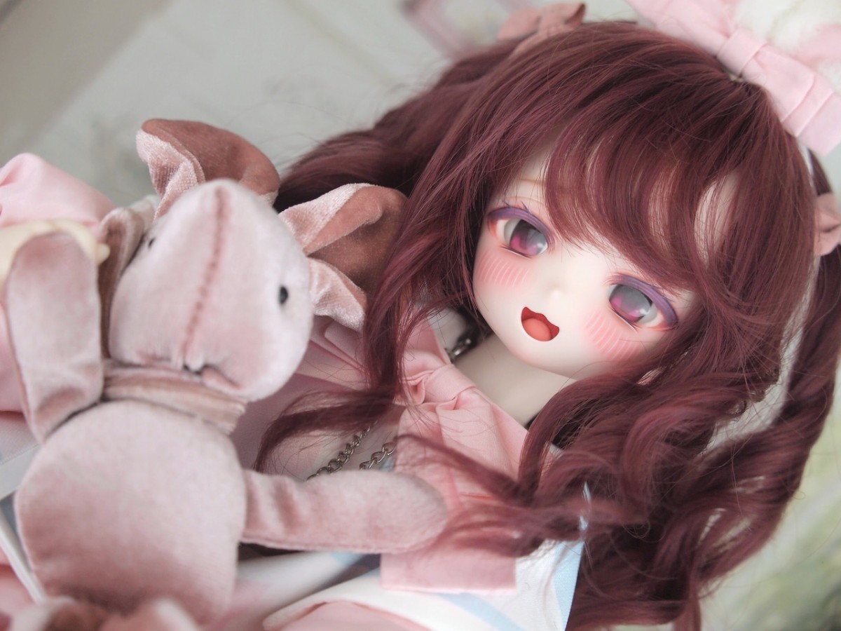 【ぐるぐる】DDH-27 SW肌 ドルフィードリーム MDD Dollfie Dream カスタムヘッド + 碁石アイ2種 + 舌パーツ パテ盛り ※難あり_画像3