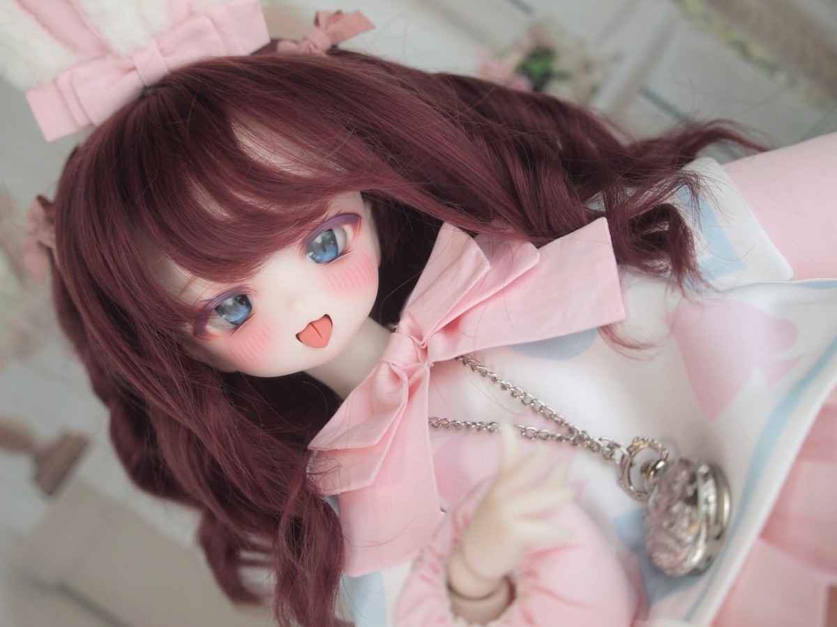 【ぐるぐる】DDH-27 SW肌 ドルフィードリーム MDD Dollfie Dream カスタムヘッド + 碁石アイ2種 + 舌パーツ パテ盛り ※難あり_画像5