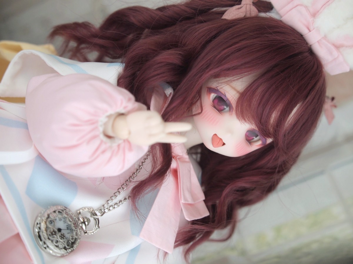 【ぐるぐる】DDH-27 SW肌 ドルフィードリーム MDD Dollfie Dream カスタムヘッド + 碁石アイ2種 + 舌パーツ パテ盛り ※難あり_画像2