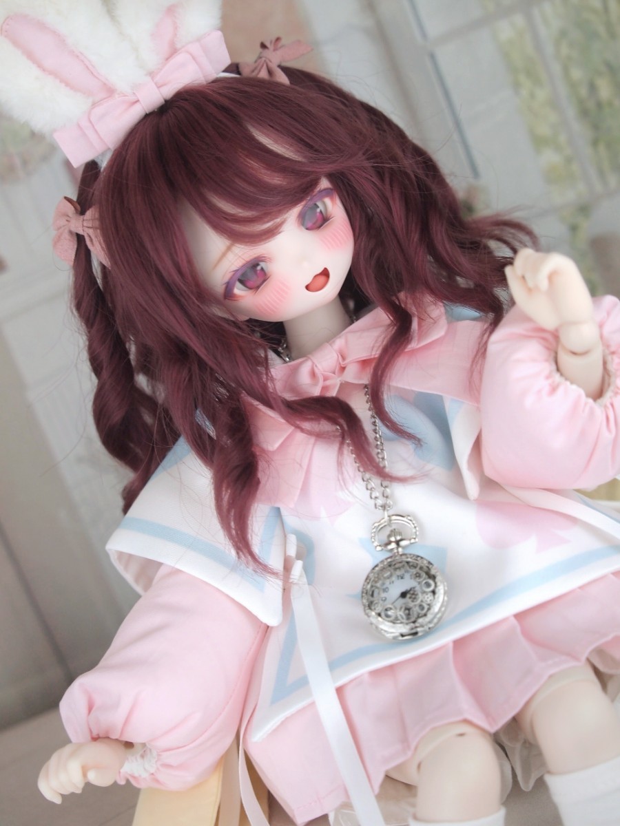 【ぐるぐる】DDH-27 SW肌 ドルフィードリーム MDD Dollfie Dream カスタムヘッド + 碁石アイ2種 + 舌パーツ パテ盛り ※難あり_画像8