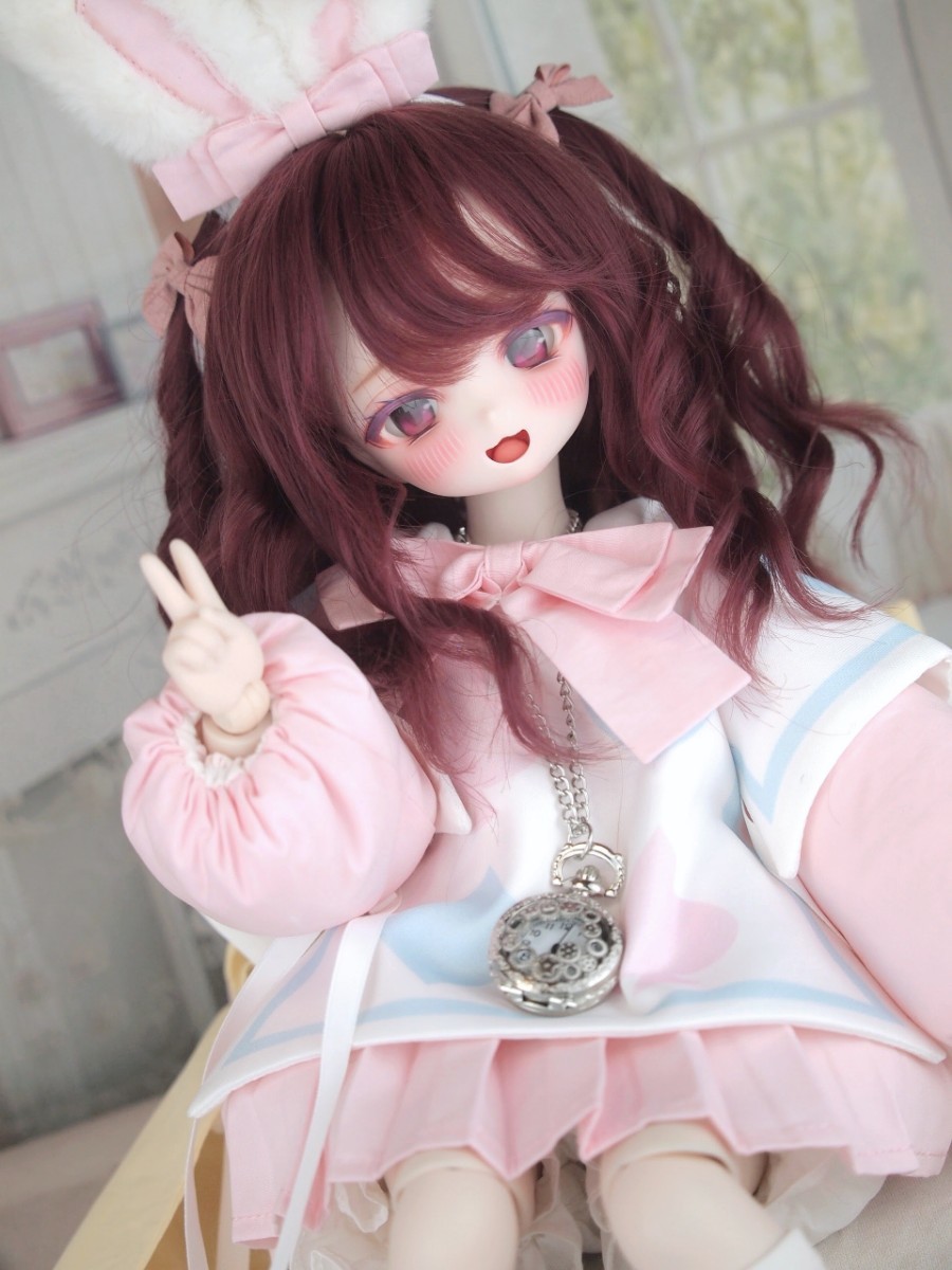 【ぐるぐる】DDH-27 SW肌 ドルフィードリーム MDD Dollfie Dream カスタムヘッド + 碁石アイ2種 + 舌パーツ パテ盛り ※難あり_画像6