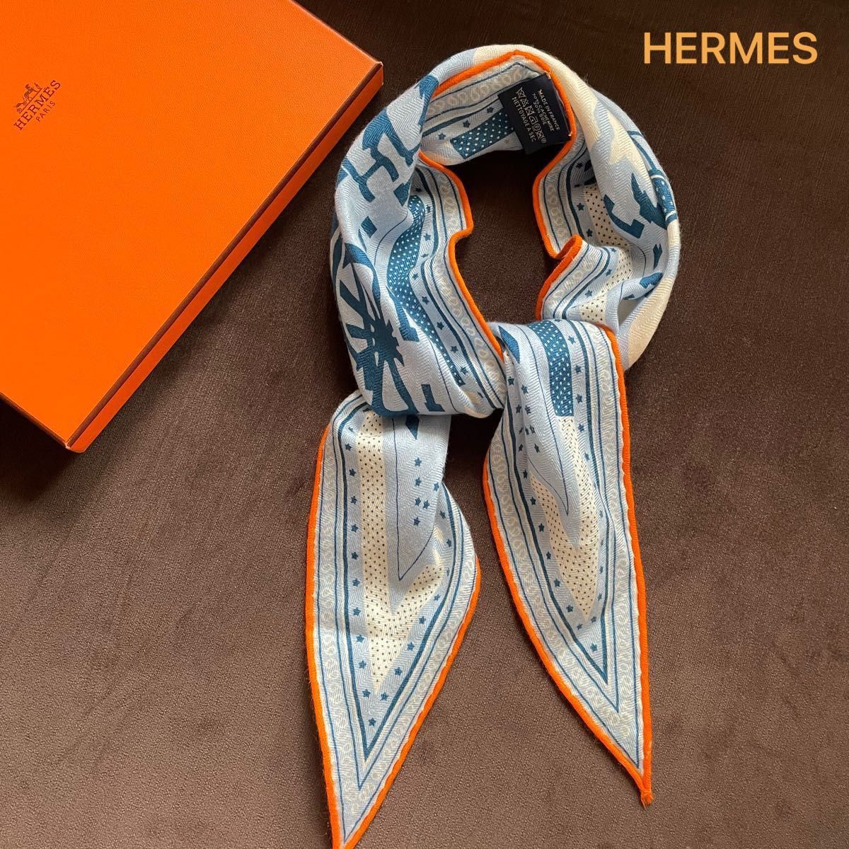 お値下げ交渉致します HERMES エルメス カシミアシルク 菱形 スカーフ