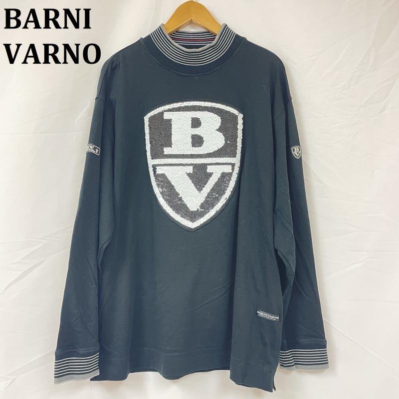 ＵＳＥＤ古着 BARNI VARNO BAW-HST3054 スパンコール 日本製 カットソー カットソー L 黒 / ブラック X 白 / ホワイト ロゴ、文字