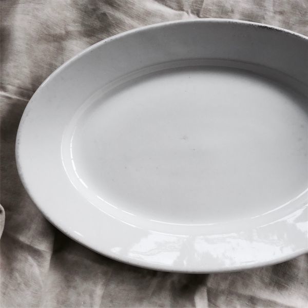 19 век 1.8kg Франция porcelain de Paris 36.5c -слойный толщина . белый. сборник примерно . овальный тарелка античный белый фарфор plate Bistro Vintage 