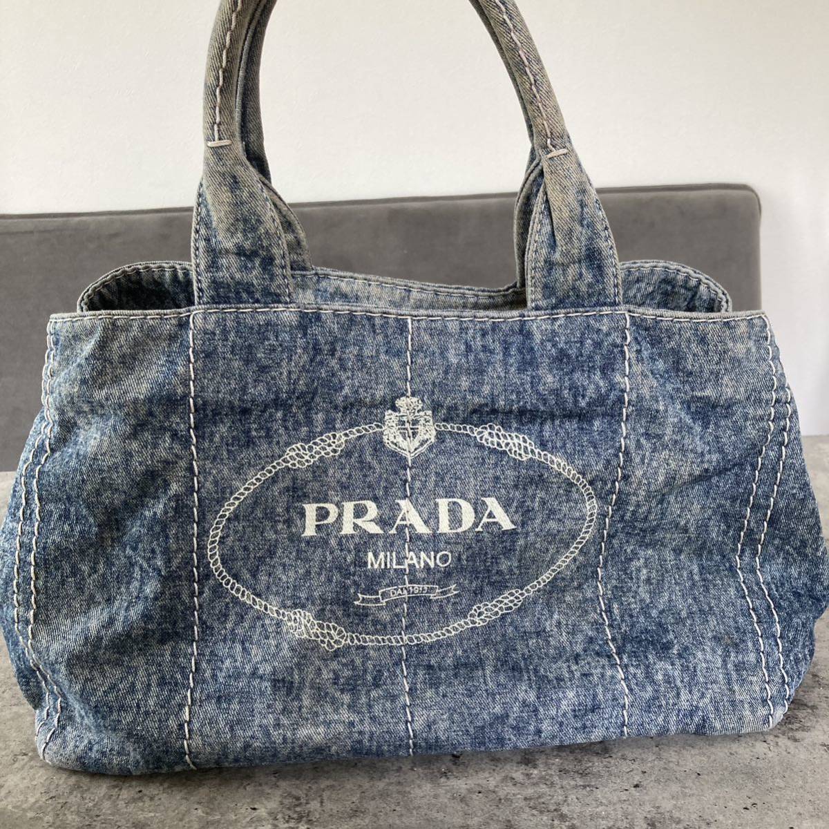 安い 希少！ PRADA プラダ ハンドバッグ トートバッグ デニム カナパ