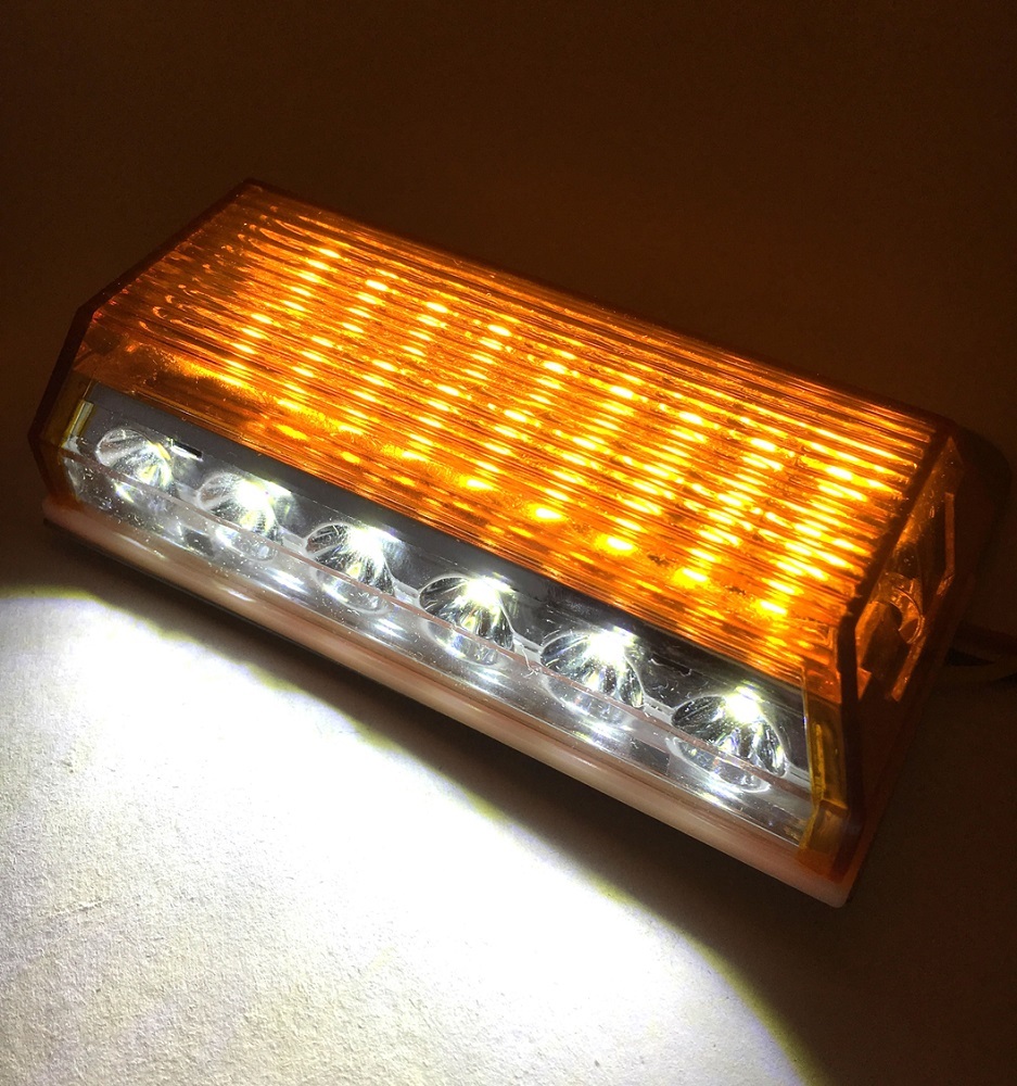 24V LED サイド マーカー ダウンライト付 10個セット 汎用 角型 アンバー 黄色 ステー付 路肩灯 アンダーライト デコトラ等_画像7