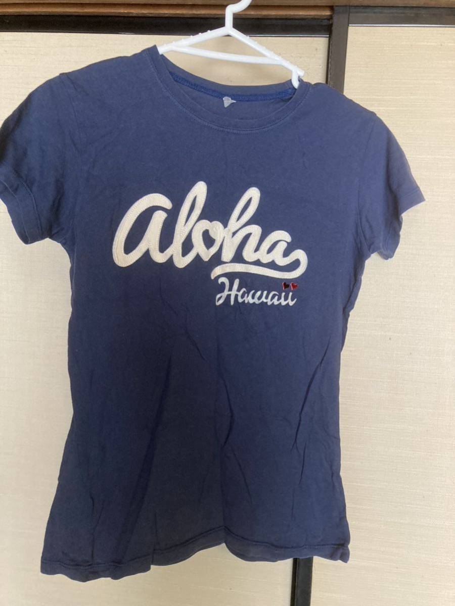 Tシャツ 紺系 レディース aloha Hawaii ハート アロハ ハワイ ABCストアー_画像1