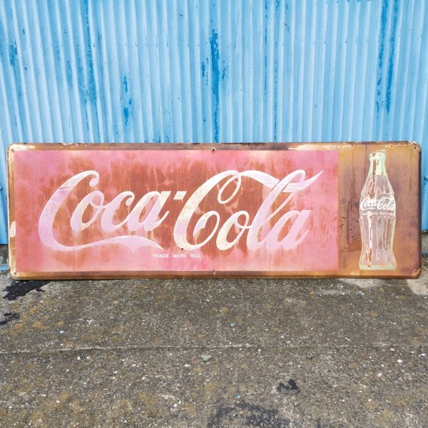 ②希少【 コカ・コーラ 大型 ホーロー 看板 】Cola ブリキ 琺瑯 広告