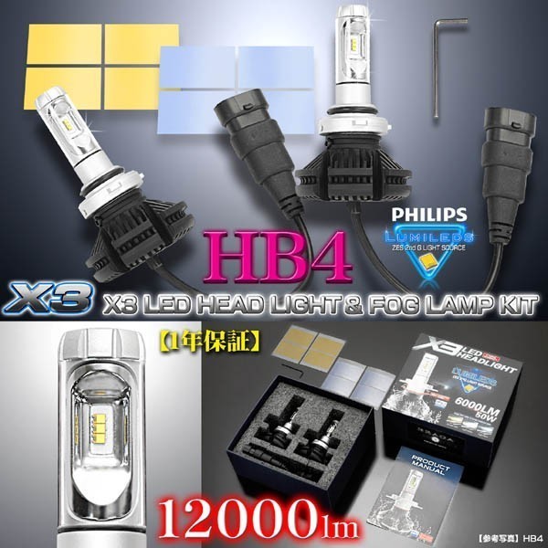 最新版/ウイングロード/エルグランド/キューブ/HB4/X3 PHILIPS 12000LM/LEDヘッドライトキット_画像5