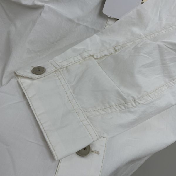 未使用品 /M/ CUBE SUGAR ホワイト 長袖スタンドカラーシャツ バックロゴ刺繍 レディース タグ カジュアル トップス 白 キューブシュガー