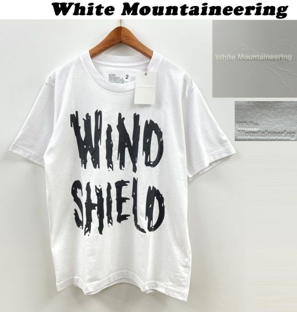 未使用品 /2/ White Mountaineering 半袖Tシャツ メンズレディース ブラックロゴプリント アウトドア トップス ホワイトマウンテニアリング