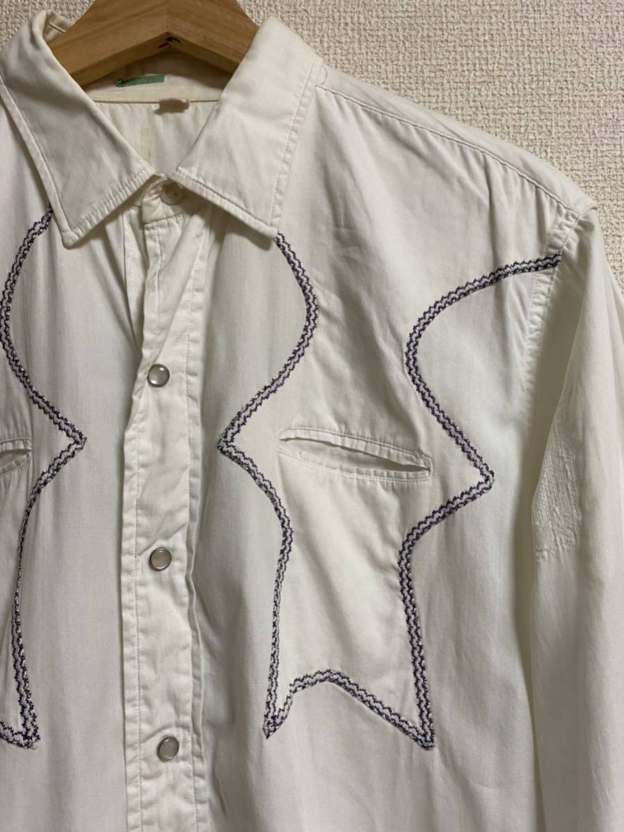 1960s ビンテージ　ウエスタンシャツ　コットン　USA 50s ロカビリー　白　レア　長袖シャツ 70s HbarC_画像3