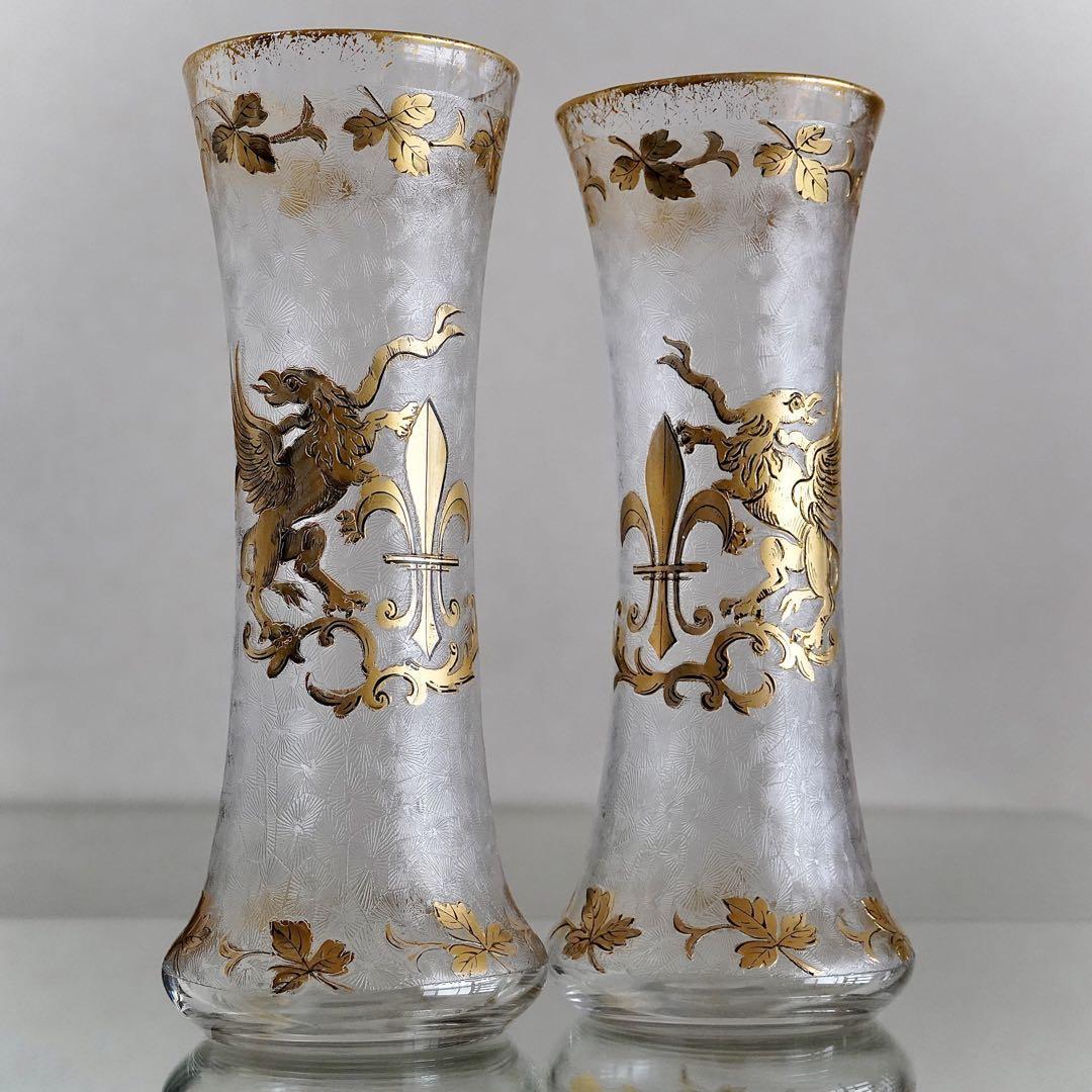 特注品☆1900年オールドサンルイ アシッドエッチング 金彩 特注品☆1900年オールドサンルイ アシッドエッチング 金彩